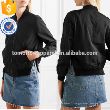 Noir Bomber Veste OEM / ODM Fabrication En Gros Mode Femmes Vêtements (TA7003J)